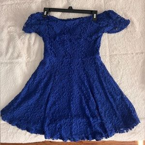 Royal Blue Off the Shoulder Dress